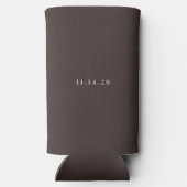 Espresso Brown Ivory Minimal Calligraphy Wedding スリム缶クーラー (裏面)