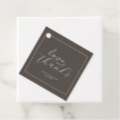 Espresso Brown Script Classic Minimalist Wedding フェイバータグ (インサイチュ)