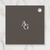 Espresso Brown Script Classic Minimalist Wedding フェイバータグ (裏面)