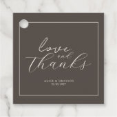 Espresso Brown Script Classic Minimalist Wedding フェイバータグ (正面)