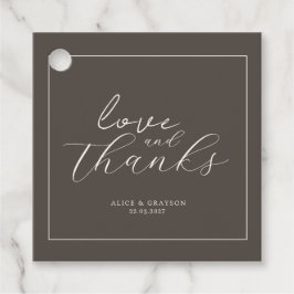 Espresso Brown Script Classic Minimalist Wedding フェイバータグ