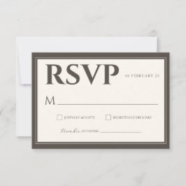 Espresso Brown Script Classic Minimalist Wedding 出欠カード