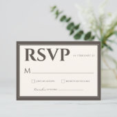 Espresso Brown Script Classic Minimalist Wedding 出欠カード (スタンド正面)