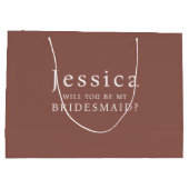 Espresso Brown Will You Be My Bridesmaid Proposal ラージペーパーバッグ (裏面)