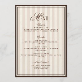 Espresso Cappuccino Striped Wedding Menu  Card 招待状