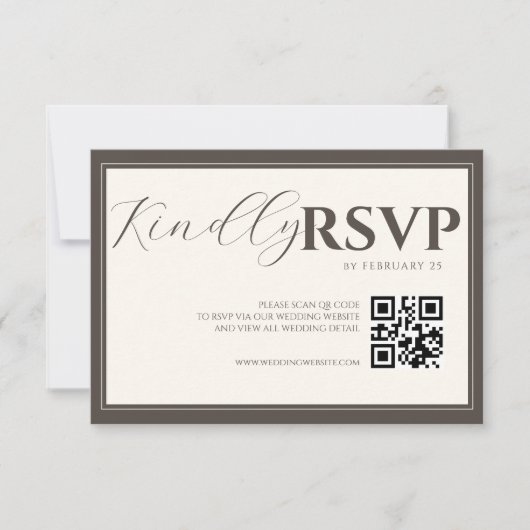 Espresso Classic Minimalist Wedding QR Code RSVP (正面)