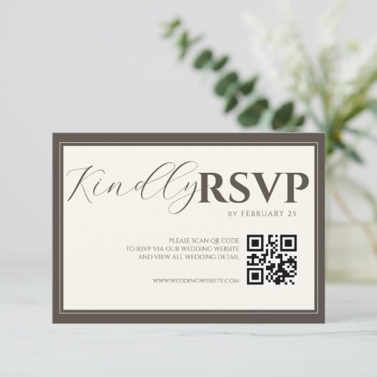 Espresso Classic Minimalist Wedding QR Code RSVP (スタンド正面)