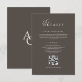 Espresso Classic Minimalist Wedding QR Details エンクロージャーカード (正面/裏面)
