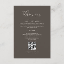 Espresso Classic Minimalist Wedding QR Details エンクロージャーカード