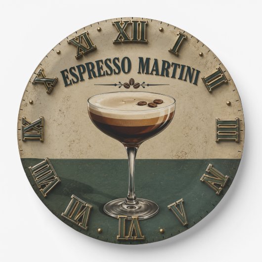 Espresso Coffee Cocktail Bar Decor ペーパープレート (正面)