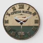 Espresso Coffee Cocktail Bar Decor ラージ壁時計 (正面)