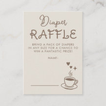Espresso Coffee Diaper Raffle Baby Shower Ticket