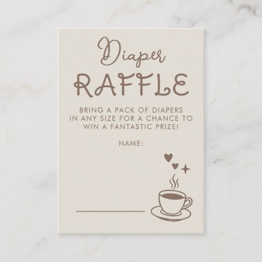 Espresso Coffee Diaper Raffle Baby Shower Ticket エンクロージャーカード (正面)