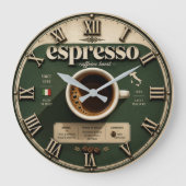 Espresso Italian Coffee Bar Kitchen Decor ラージ壁時計 (正面)