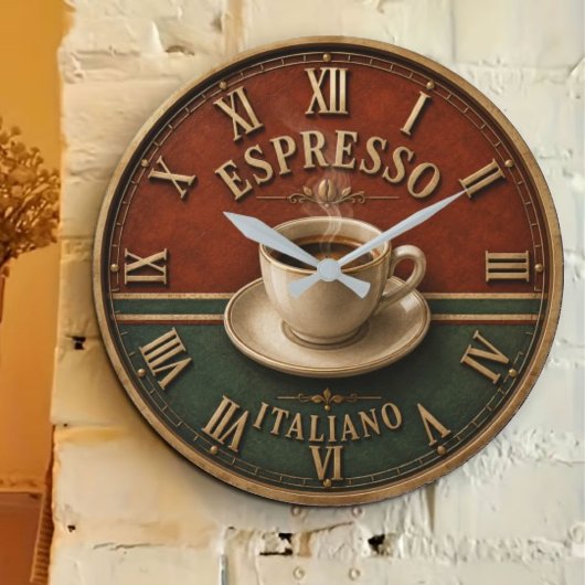 Espresso Italiano Coffee ラージ壁時計