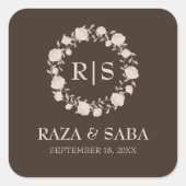 Espresso Luxe Brown and Beige Wedding スクエアシール (正面)