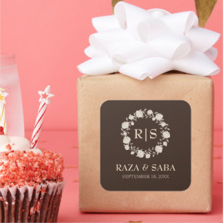 Espresso Luxe Brown and Beige Wedding スクエアシール