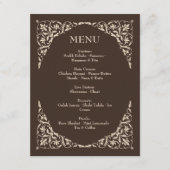 Espresso Luxe Brown and Beige Wedding Menu エンクロージャーカード (正面)