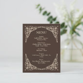 Espresso Luxe Brown and Beige Wedding Menu エンクロージャーカード (スタンド正面)