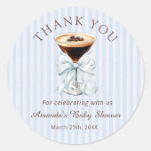 Espresso Martini Baby Shower Thank you Sticker ラウンドシール (正面)