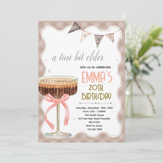 Espresso Martini birthday party invitation 招待状 (スタンド正面)