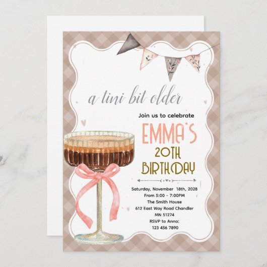 Espresso Martini birthday party invitation 招待状 (正面/裏面)