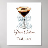 Espresso Martini Blue Coquette Bow Custom Sign ポスター (正面)