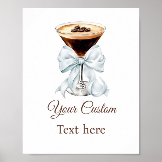 Espresso Martini Blue Coquette Bow Custom Sign ポスター (正面)