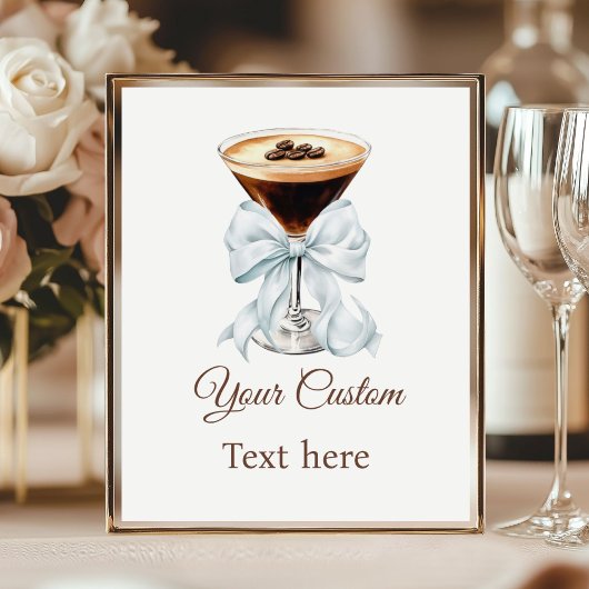 Espresso Martini Blue Coquette Bow Custom Sign ポスター