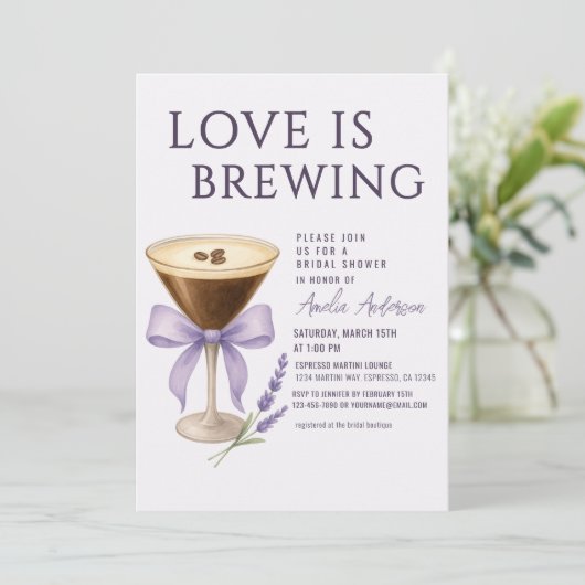 Espresso Martini Bridal Shower 招待状 (スタンド正面)