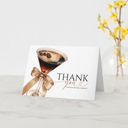Espresso Martini Bridal Shower Thank You カード (黄色い花)