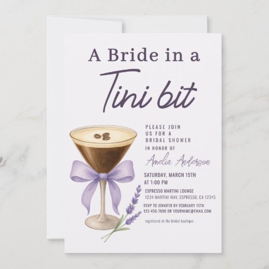 Espresso Martini Bride in a Tini Bit Bridal Shower 招待状 (正面)