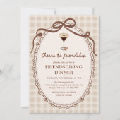 Espresso Martini Fall Gingham Friendsgiving Dinner 招待状 (正面)