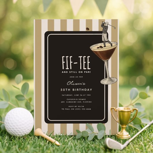 Espresso Martini Golf Themed 50th Birthday 招待状