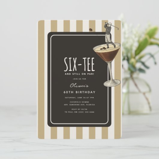 Espresso Martini Golf Themed 60th Birthday 招待状 (スタンド正面)