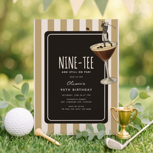 Espresso Martini Golf Themed 90th Birthday 招待状