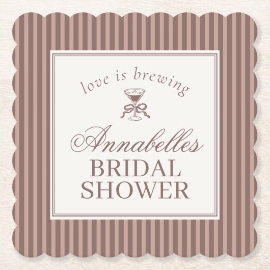 Espresso Martini Love Brewing Coffee Bridal Shower ペーパーコースター (正面)