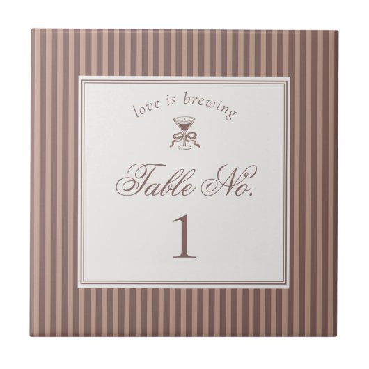 Espresso Martini Love Brewing Wedding Table Number タイル (正面)