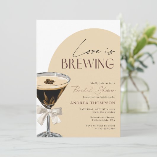 Espresso Martini Love is Brewing Bridal Shower 招待状 (スタンド正面)