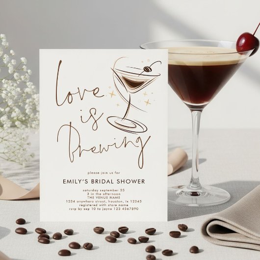 Espresso Martini Love is Brewing Bridal Shower 招待状