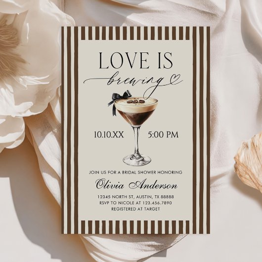 Espresso Martini Love Is Brewing Bridal Shower 招待状