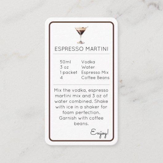 Espresso Martini Mini Cocktail Recipe Card エンクロージャーカード (正面)