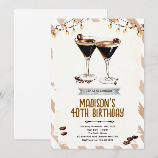 Espresso Martini party invitation 招待状 (正面/裏面)