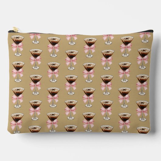 Espresso Martini Pattern Brown アクセサリーポーチ (正面)