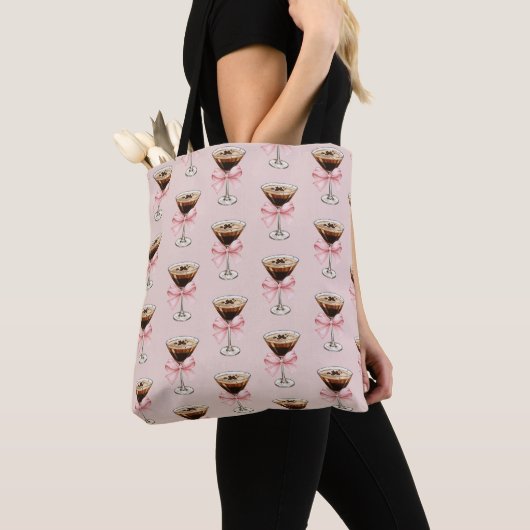 Espresso Martini Pattern Pink トートバッグ (クローズアップ)
