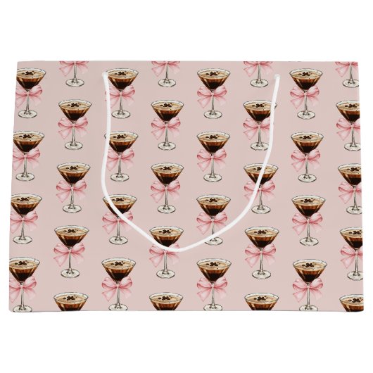 Espresso Martini Pattern Pink ラージペーパーバッグ (正面)