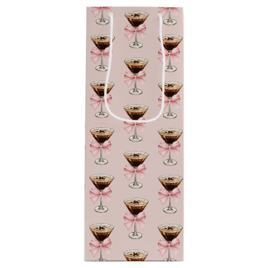 Espresso Martini Pattern Pink ワインギフトバッグ (正面)