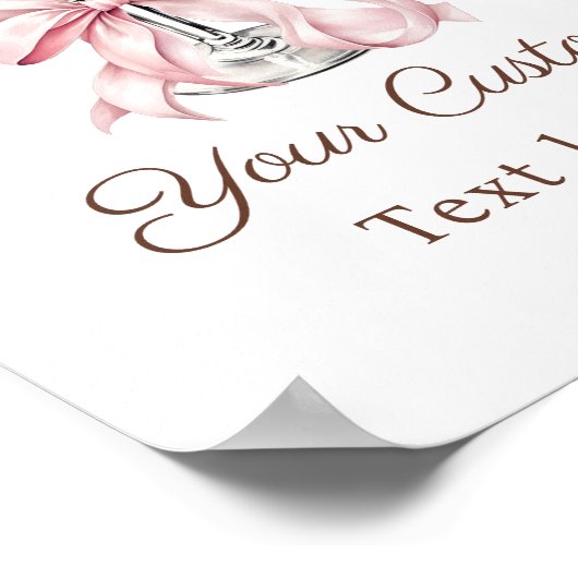 Espresso Martini Pink Coquette Bow Custom Sign ポスター (角)