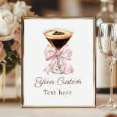 Espresso Martini Pink Coquette Bow Custom Sign ポスター
