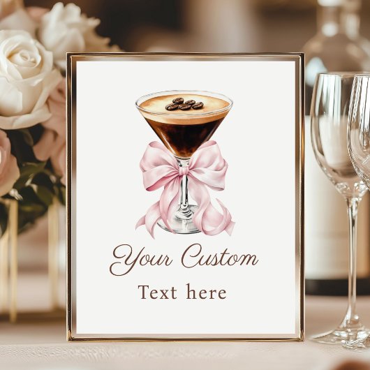 Espresso Martini Pink Coquette Bow Custom Sign ポスター